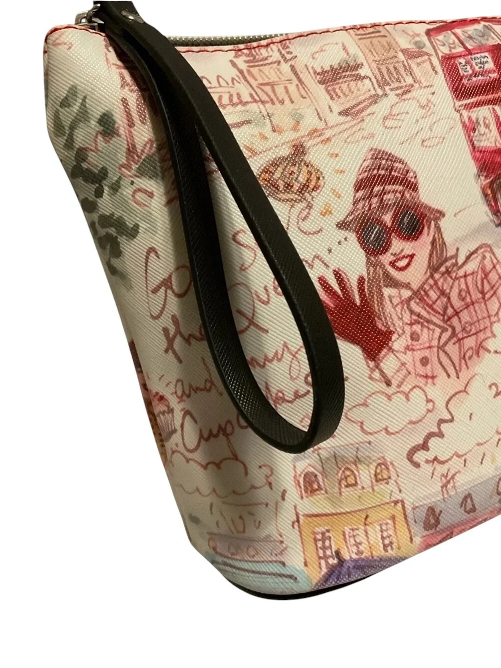 IZAK Pink London Illustration Cosmetic Bag